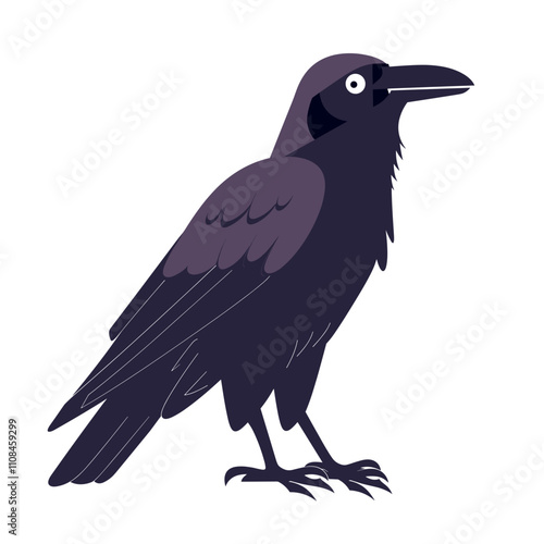 Black raven with detailed feathers perched in a calm setting during daylight hours