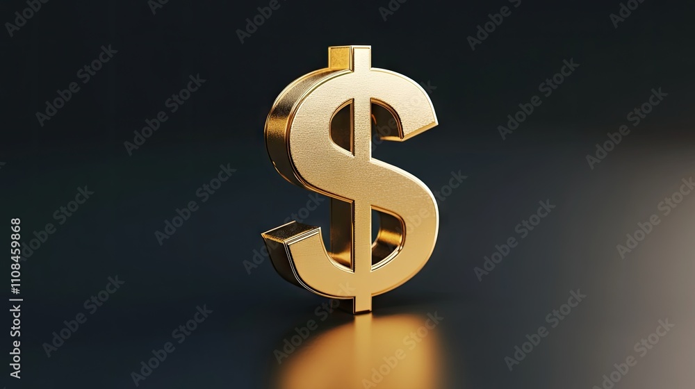 Obraz premium Golden dollar sign symbolizing wealth and financial success on a dark background.