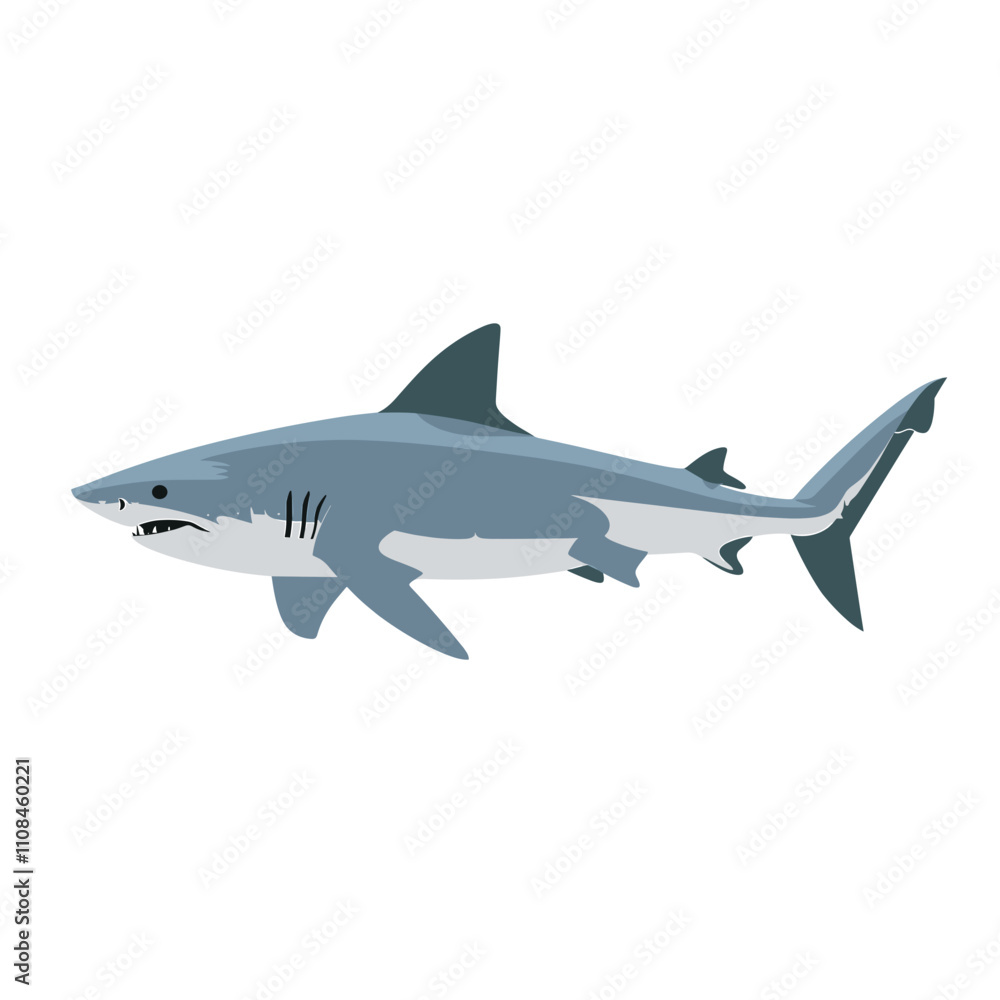 Naklejka premium Shark swimming smoothly through the ocean waters, showcasing its streamlined body