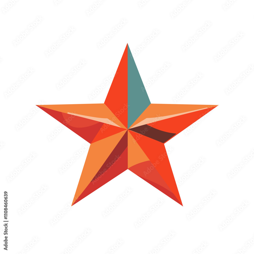 Obraz premium Geometric star shape in vibrant orange and green colors with sharp edges