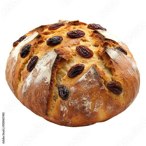 Yummy Walnut Raisin Bread Isolated On transparent Background photo