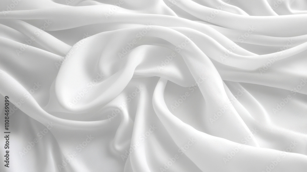 Obraz premium Soft white fabric draped elegantly, showcasing smooth, flowing texture. Ideal for backgrounds or fashion design