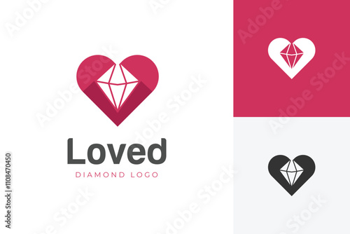 Beautiful Heart Diamond vector logo design vector graphic symbol illustration