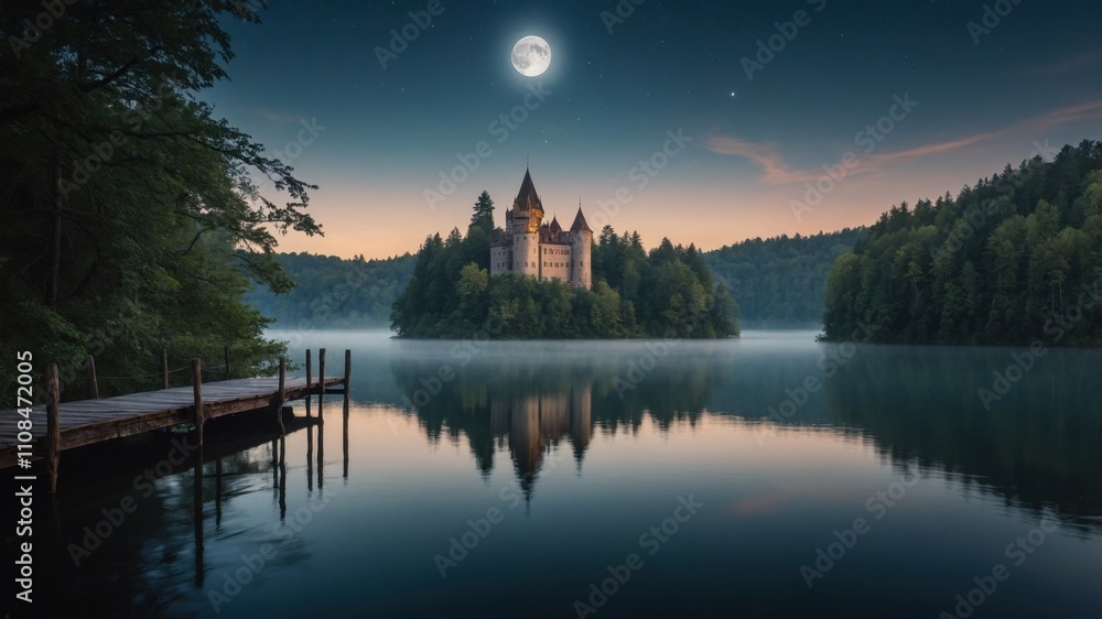 Obraz premium Whimsical Bavarian Lake 