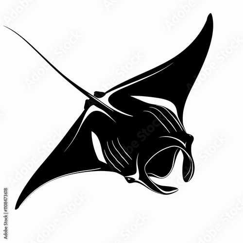 Manta ray gliding effortlessly through deep ocean waters during daylight hours