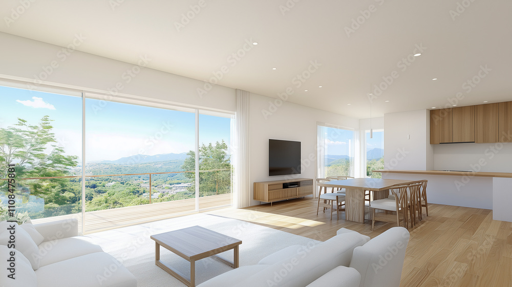 Fototapeta premium Living and Dining Room of Modern Design Home 