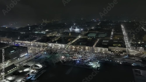 Wallpaper Mural Helsinki.Finland-December 31.2021: Drone shot of fireworks in the centre of Helsinki during new years eve. Nighttime. Wintertime. Beautiful cityscape. Camera slowly turning right. Torontodigital.ca