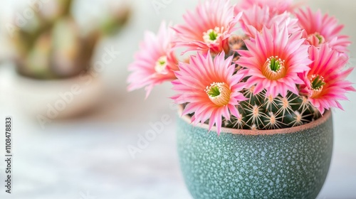 Wallpaper Mural A vibrant cactus with pink flowers in a decorative pot, enhancing indoor decor. Torontodigital.ca