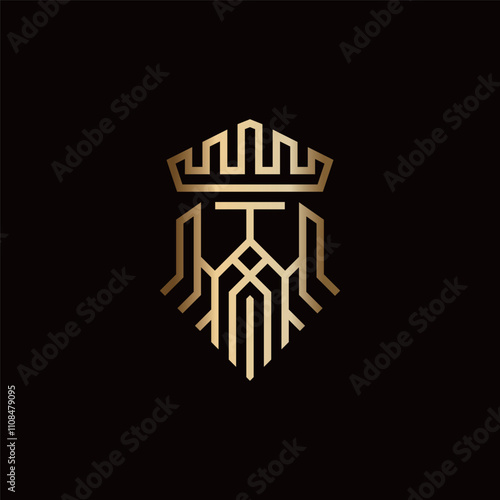 Geometric Minimalist Crown for Lord King Outline Logo Design