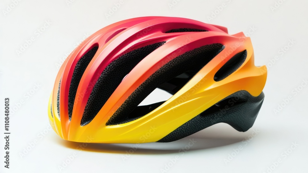 Fototapeta premium A vibrant cycling helmet showcasing a sleek design for safety and performance.