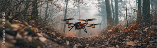 Wallpaper Mural A drone racing through a forest trail, fast motion, dynamic and detailed Torontodigital.ca