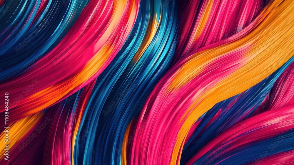 Naklejka premium Abstract Swirling Vibrant Color Paint Strokes
