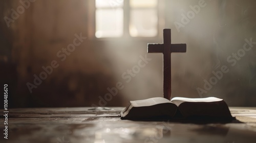 Clean copy space with a silhouette of a cross and copy of the Proverbs, providing room for wisdom or proverbial content