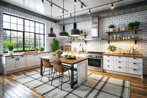 Wallpaper Mural Spacious Scandinavian Loft Kitchen - Panoramic View Torontodigital.ca