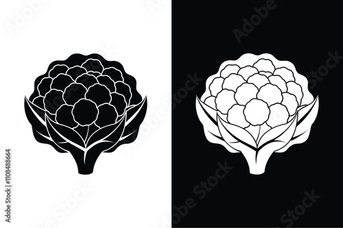 Fresh Cauliflower Icon. Editable Stroke Silhouette for Modern Graphics