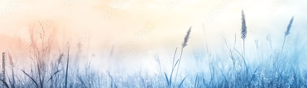 Obraz premium Tall grass meadow, serene nature landscape photography with blurred background, green field, and peaceful scenery