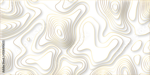 paper cut 3d render topography abstract, beautiful white Background. geometric map relief texture with curved layers and shadow. Realistic papercut decoration textured with wavy vector design.