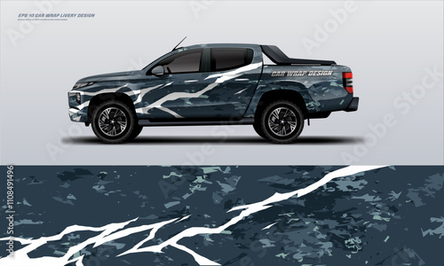 Sporty double cabin truck wrap car wrap livery design foe universal medium van vector eps ready print printable file