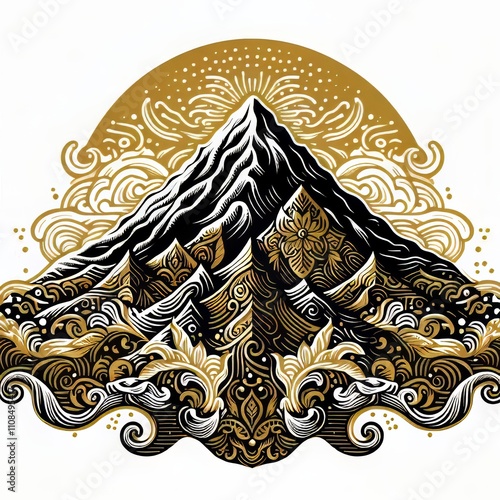 vector black and gold mountain batik
