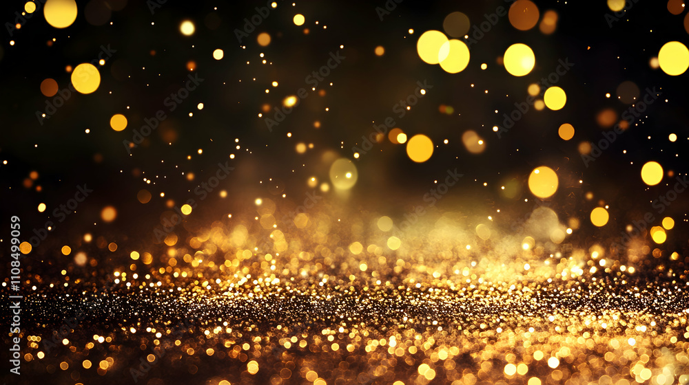 Naklejka premium Sparkling Golden Glitter Background with Bokeh Effect and Shine