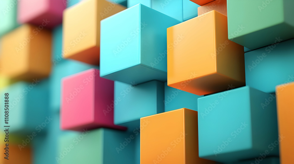 Obraz premium Colorful 3D Cubes Pattern with Vibrant Background and Texture