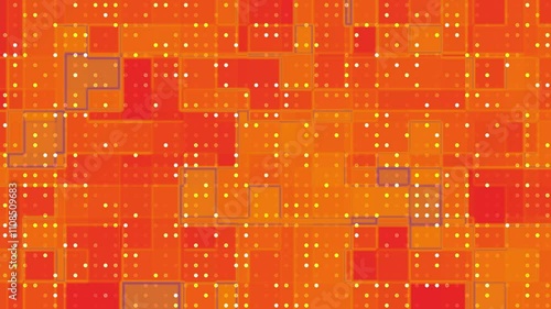 Orange squares dots and rectangles create an abstract design. Ideal for geometric backgrounds, digital art, website banners, and contemporary patterns.