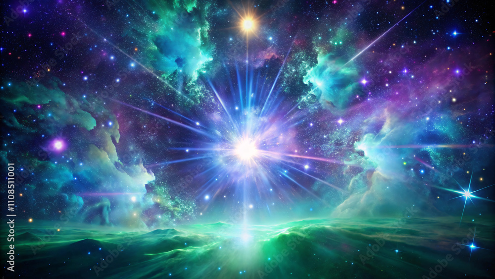 A cosmic explosion, a Big Bang supernova in space. A cosmic explosion, a Big Bang supernova in space.