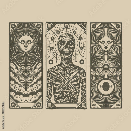 dark mummy ouija playing card tattoo design