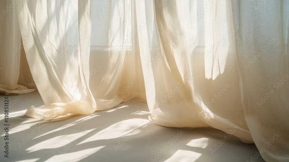 Soft Cream Curtains Gently Flowing in a Sunlit Room with Beautiful Shadows and a Peaceful Atmosphere Ideal for Cozy Interior Decoration and Home Inspiration Soft Cream Curtains Gently Flowing in a Sunlit Room with Beautiful Shadows and a Peaceful Atmosphere Ideal for Cozy Interior Decoration and Home Inspiration