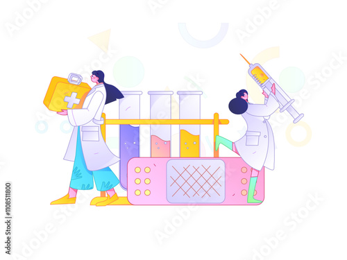 Medical characters fighting the epidemic flat vector concept operation hand drawn illustration
