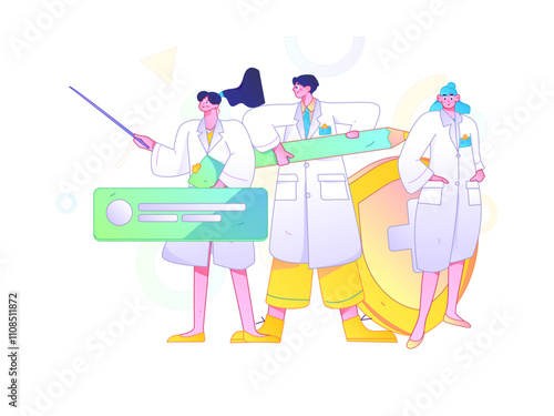 Medical characters fighting the epidemic flat vector concept operation hand drawn illustration
