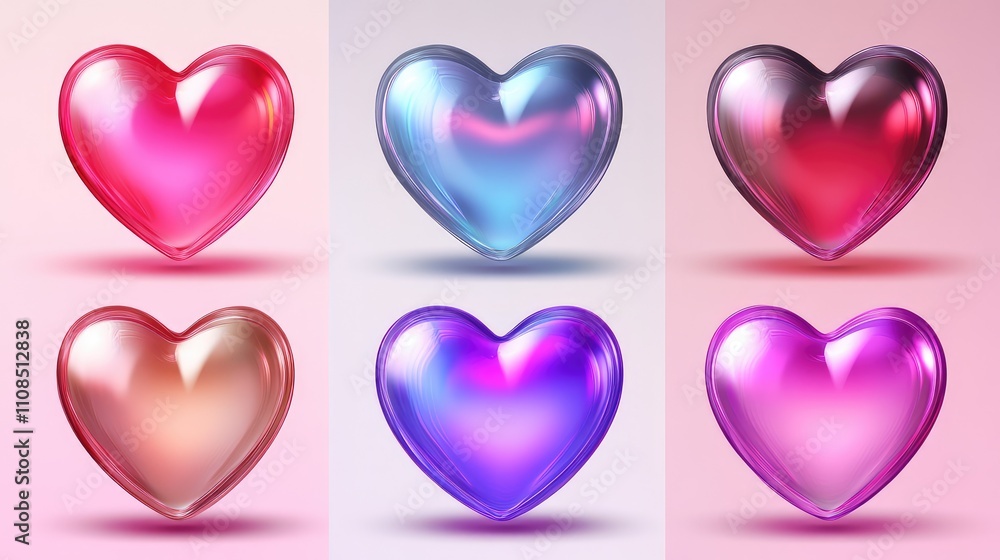 Vibrant Colorful Heart Shapes in Various Shades and Designs Vibrant Colorful Heart Shapes in Various Shades and Designs