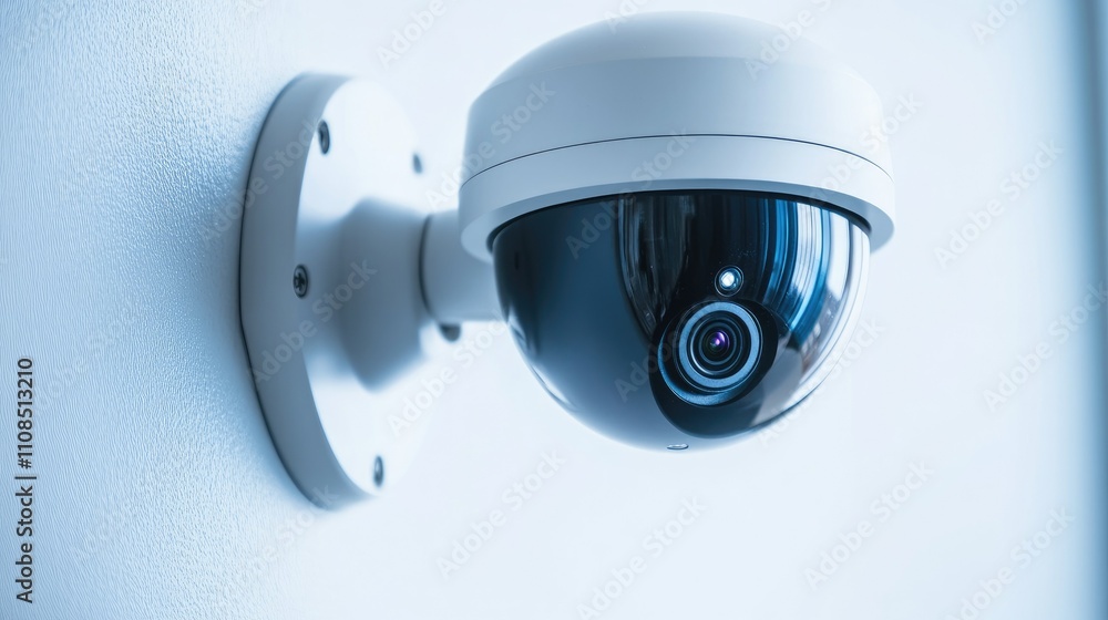 Modern Security Camera Mounted on Wall for Effective Surveillance and Safety Measures in Commercial or Residential Environments Modern Security Camera Mounted on Wall for Effective Surveillance and Safety Measures in Commercial or Residential Environments