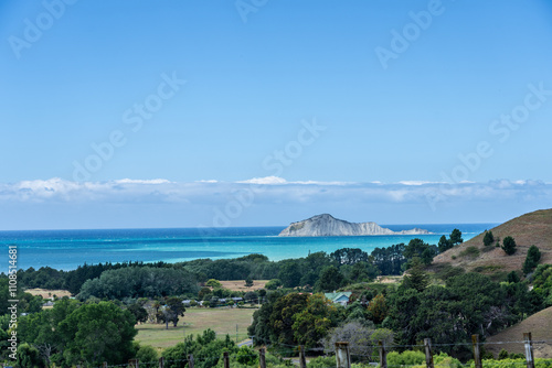 Bare Island an offshore island off Waimarama Beach in southern Hawkes Bay photo