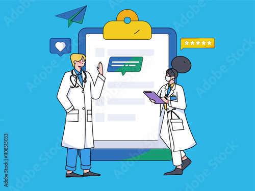 Medical characters fighting the epidemic flat vector concept operation hand drawn illustration
