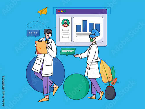 Medical characters fighting the epidemic flat vector concept operation hand drawn illustration
