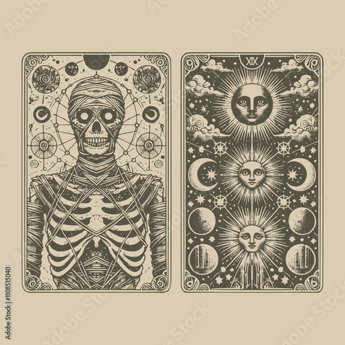 dark mystical mummy ouija tarot card tattoo