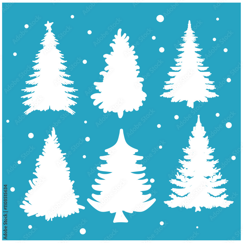 Obraz premium Christmas fir tree With illustration style doodle and line art