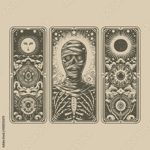 unique mummy ouija tarot playing card tattoo