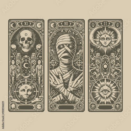 dark mummy ouija tarot playing card tattoo