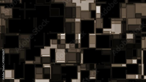 Abstract geometric design with beige and brown rectangles on black background. Perfect for modern and sophisticated graphic design projects