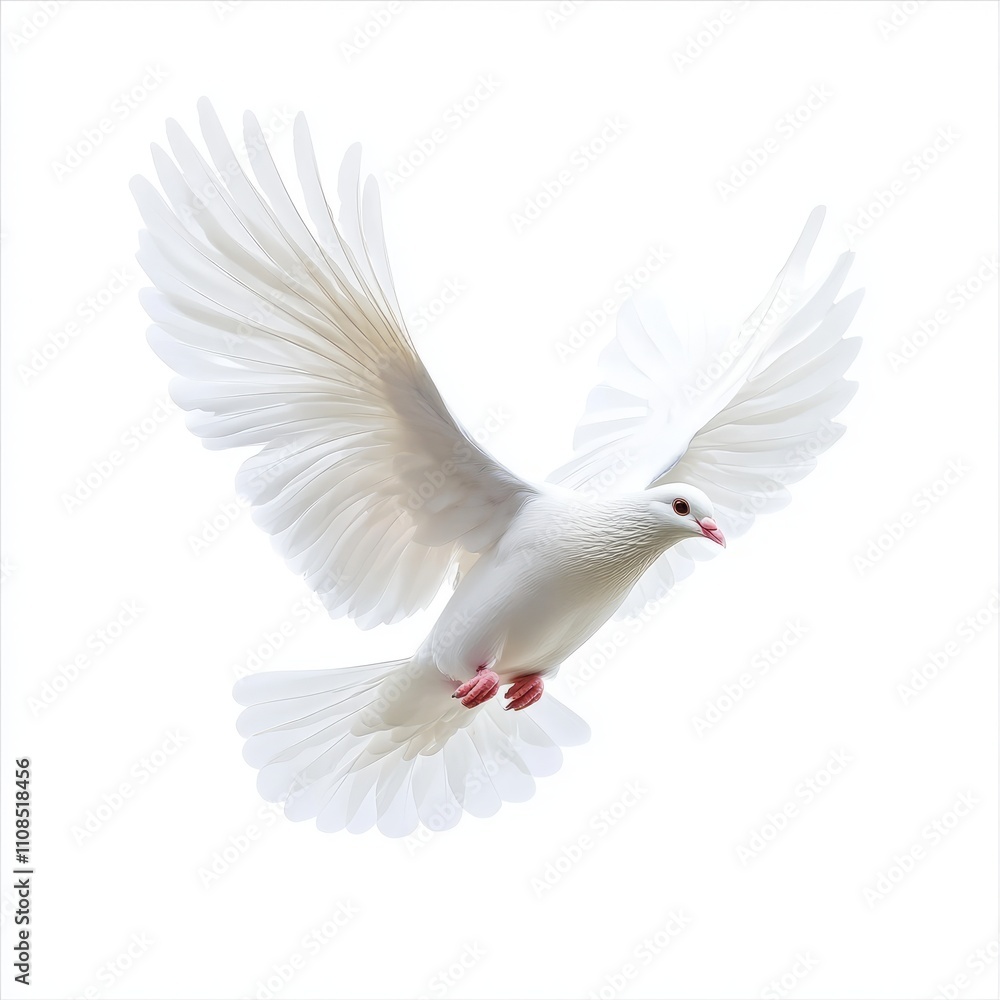 Fototapeta premium a flying white dove of peace isolated on white background --v 6.1 Job ID: b8de6e6f-69da-4f4e-b42c-27de1d60d7ba