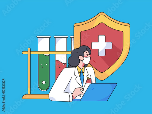 Medical characters fighting the epidemic flat vector concept operation hand drawn illustration
