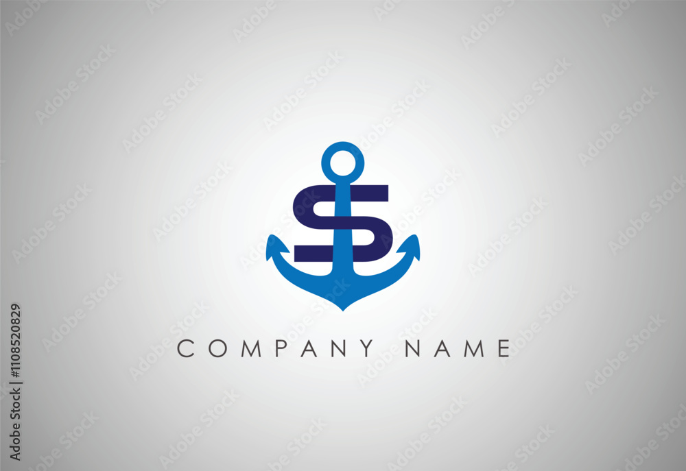 Obraz premium Alphabet S Anchore logo Creative letters unique monogram logo. Connected Real Estate logo icon Design Vector