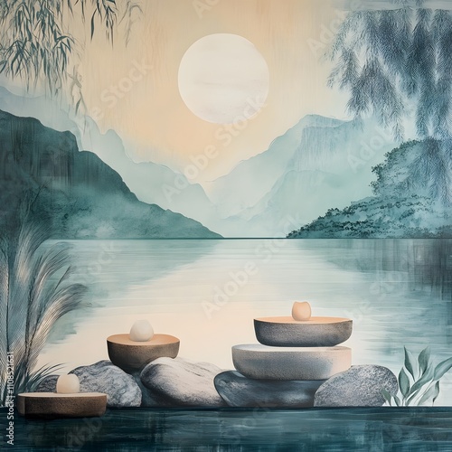 A serene banner depicting a tranquil spa or wellness retreat setting, inviting viewers to prioritize relaxation and self-care for overall health. photo