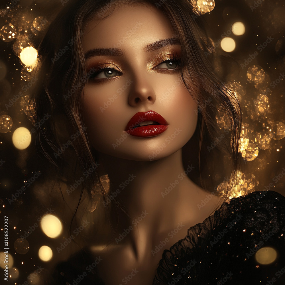 A Glamorous Woman with Flawless Makeup and Soft Lighting A Glamorous Woman with Flawless Makeup and Soft Lighting
