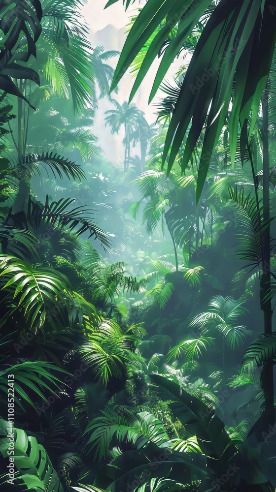 Naklejka premium Clean, simple depiction of rainforest.