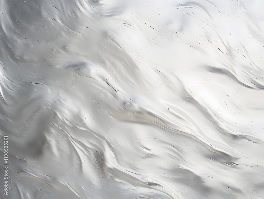 Fototapeta premium Abstract swirling silver and white texture resembling fluid movement.