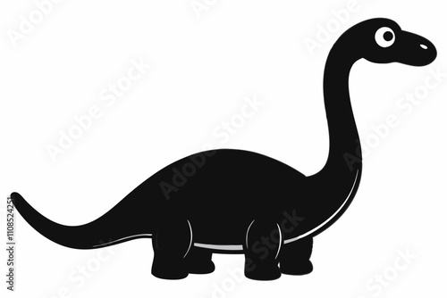 Diplodocus Black Silhouette, Dinosaur vector art icon on a white background