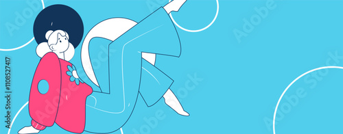 Practicing yoga, physical and mental health, flat vector character concept, operation hand drawn illustration
